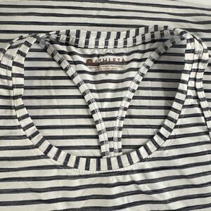 Athleta Tank Top Womens Small Chi Racerback Blue White Coastal Stripe Activewear